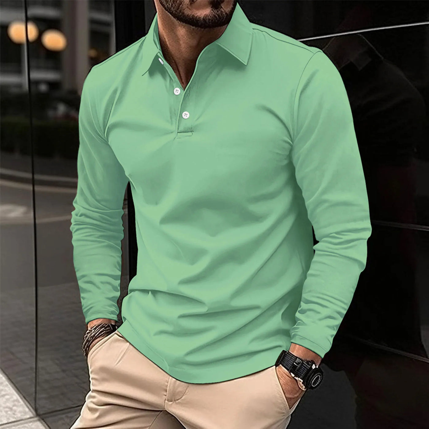 Mateusz – Casualna koszulka polo z długim rękawem