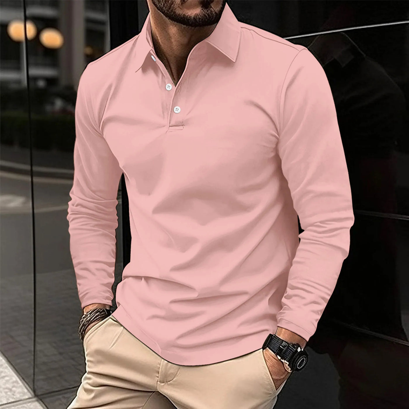 Mateusz – Casualna koszulka polo z długim rękawem