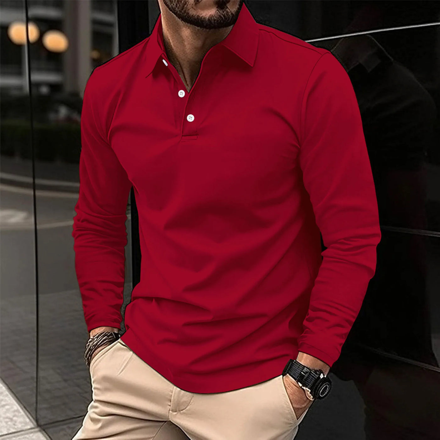 Mateusz – Casualna koszulka polo z długim rękawem