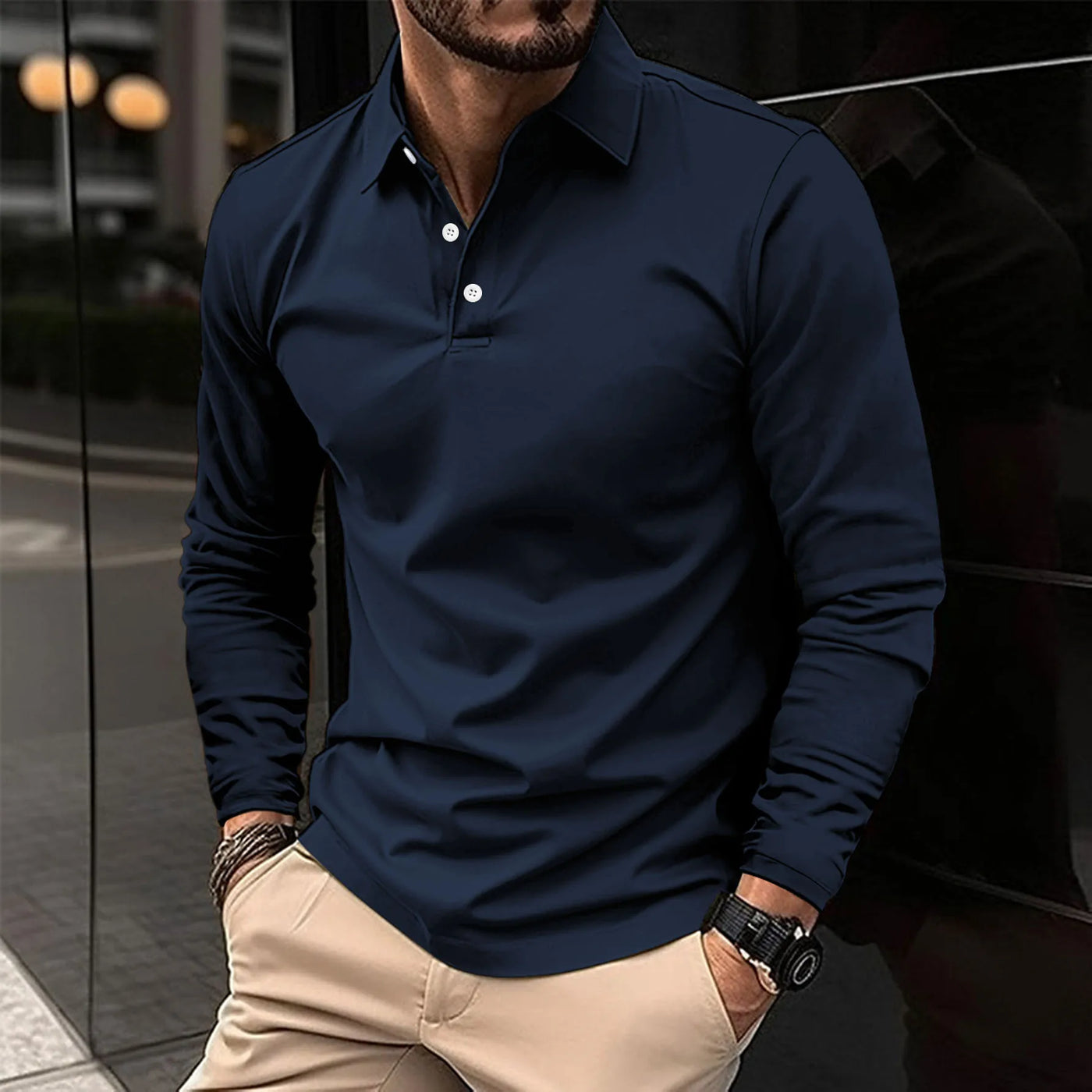 Mateusz – Casualna koszulka polo z długim rękawem