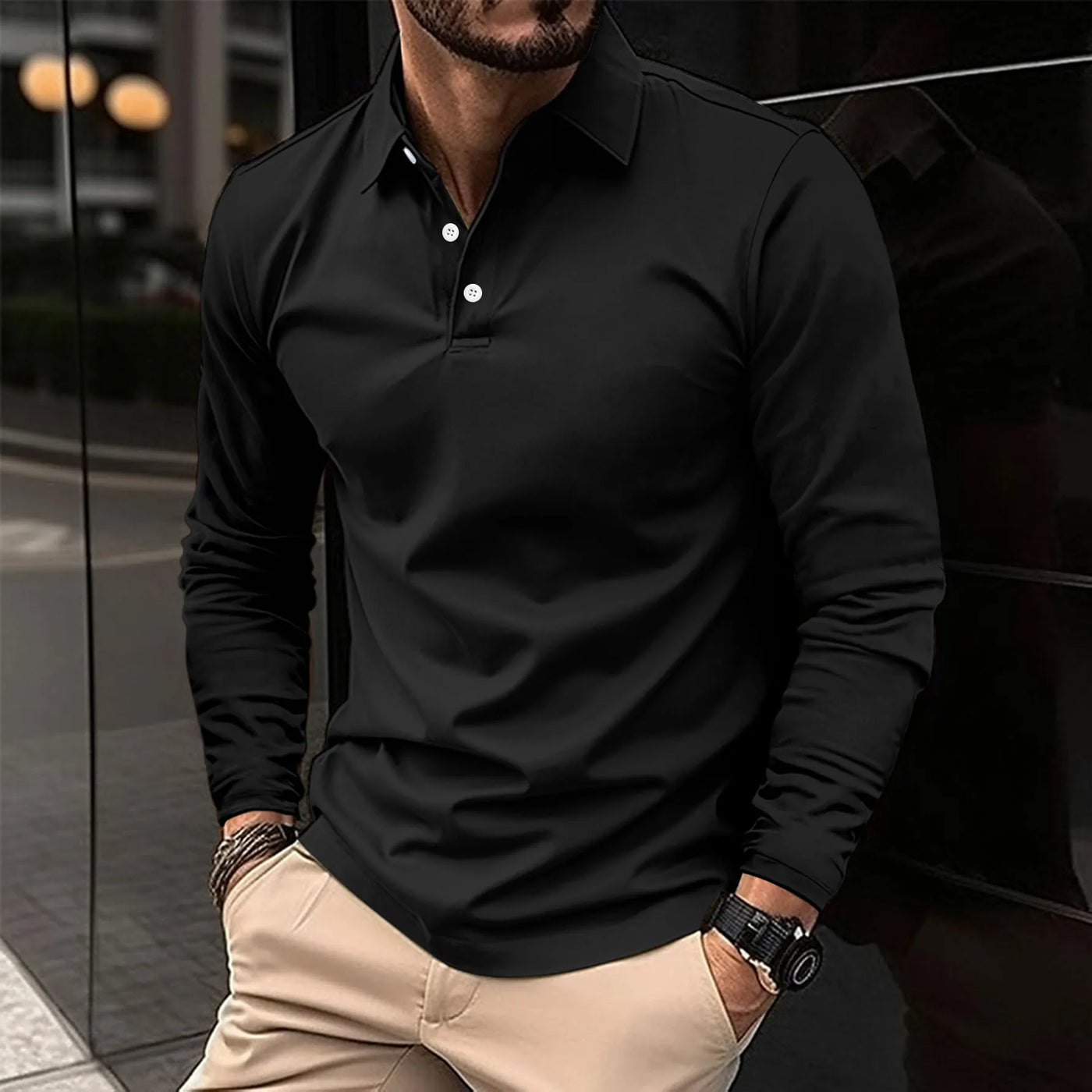 Mateusz – Casualna koszulka polo z długim rękawem